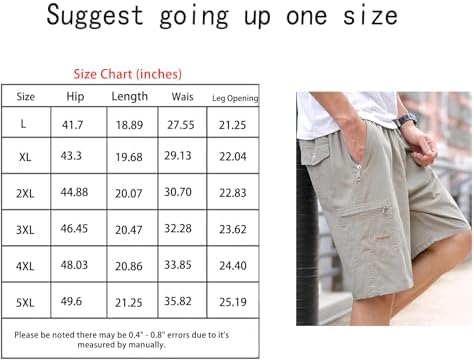 Pantalones cortos casuales para hombre, hechos de 100 %, con bolsillos con cremallera y una cintura ajustable con cordón