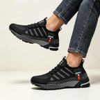 Tenis de correr con plataforma y patrón de rayas para hombre, transpirables, con cordones, antideslizantes, informales, para uso diario y gimnasio