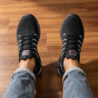 Tenis de correr con plataforma y patrón de rayas para hombre, transpirables, con cordones, antideslizantes, informales, para uso diario y gimnasio
