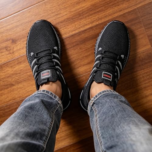 Tenis de correr con plataforma y patrón de rayas para hombre, transpirables, con cordones, antideslizantes, informales, para uso diario y gimnasio